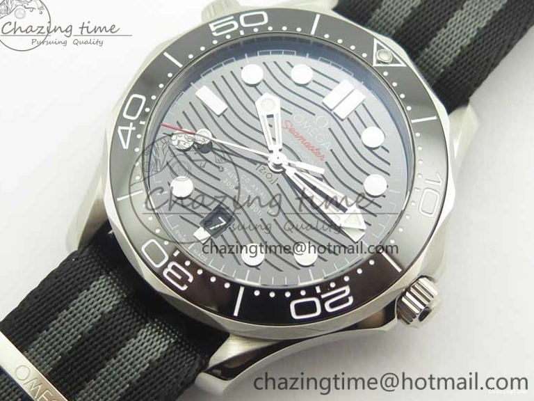 0324 2018 Seamaster Diver 300M VSF Best Edition Black Ceramic Dial on Black Gray Nato Strap A Unique 8057